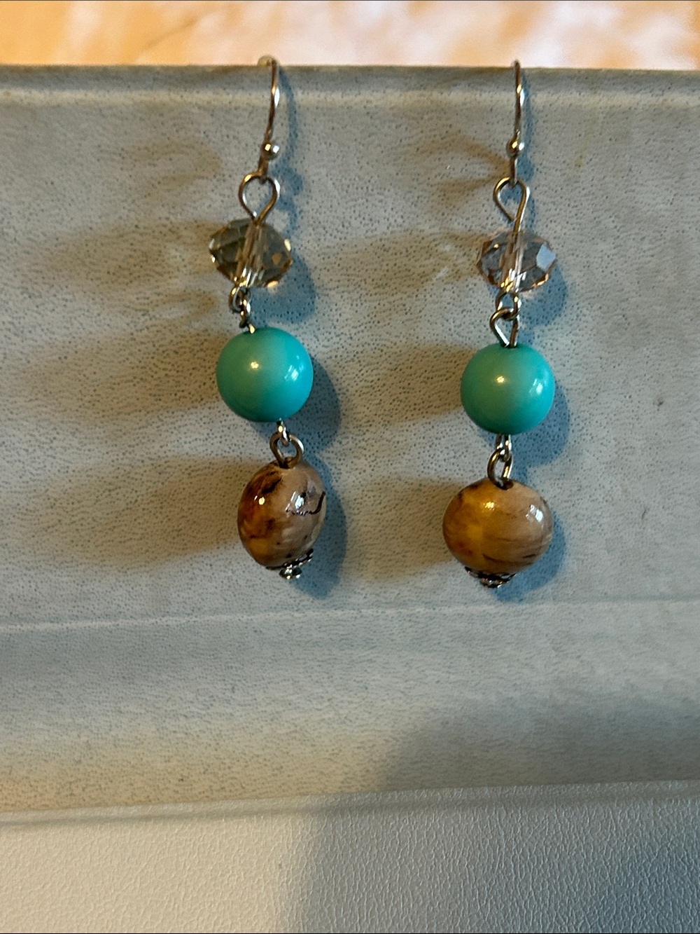 Blue  and Brown Bead Drop Earrings – Women Jewelry